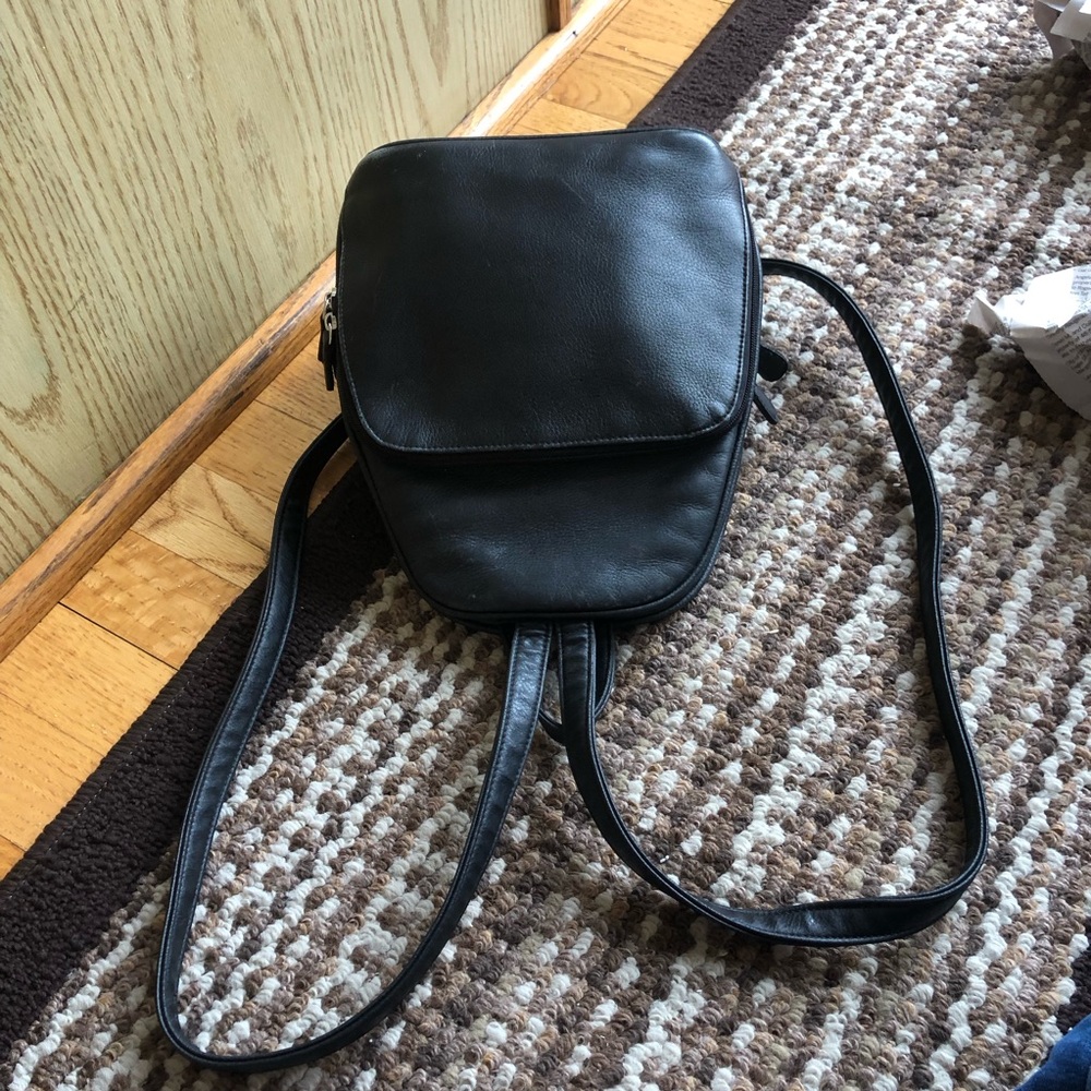 Compact Black Mini Leather Backpack For Women - image 3